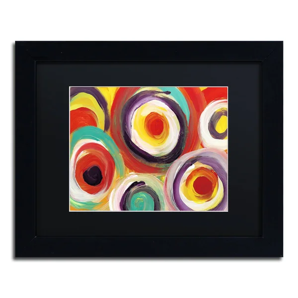 Trademark Fine Art Bright Bold Circles 2x22 by Amy Vangsgard Framed Painting Print - Matte Color: Black - Size: 16x22 H x 20x22 W