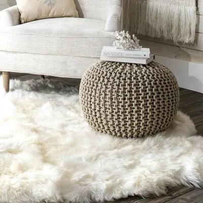 Kaya 20x22 Round Pouf Ottoman Mistana Upholstery Color: Beige