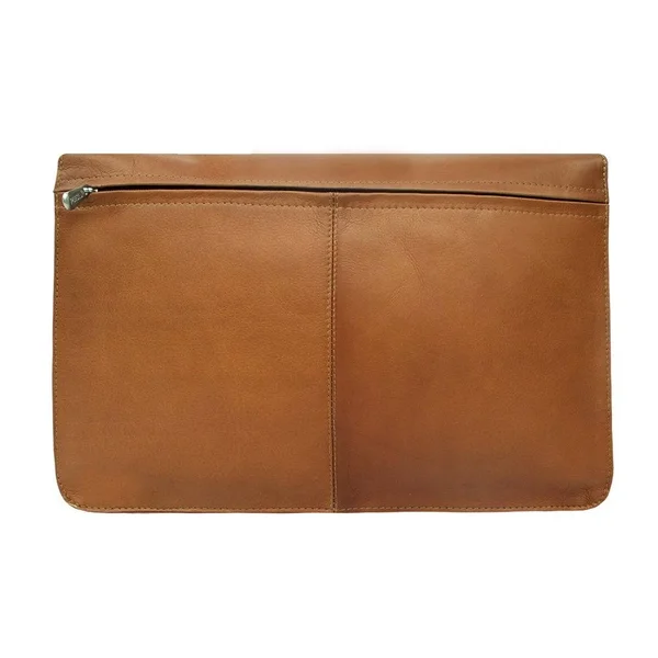 Piel Leather Three Section Flap Portfolio Black