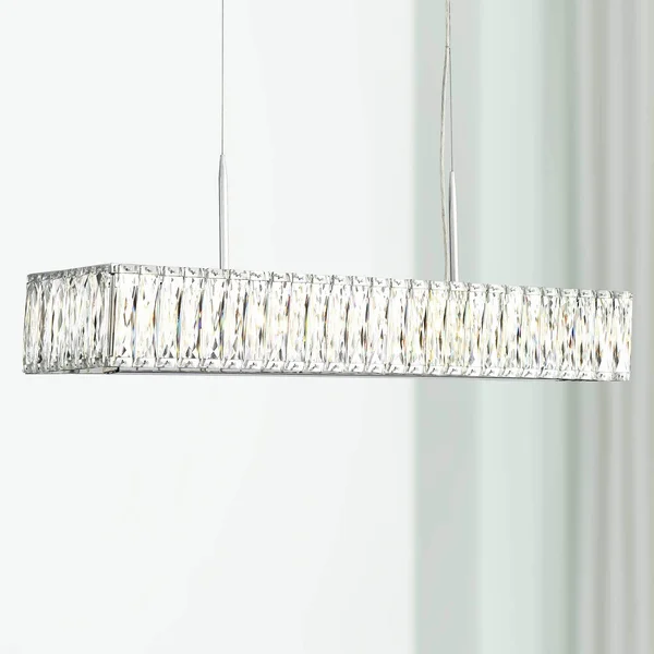 Possini Euro Design Sera 33 1/2x22 Wide Chrome and Crystal 5-Light Island Pendant