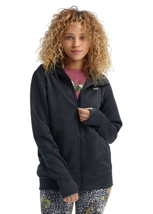 Burton Women's Oak Full-Zip Hoodie - True Black Heather, M