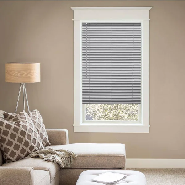 Hampton Bay Gray Cordless Room Darkening 1 in. Vinyl Mini Blind for Window or Door - 68.5 in. W x 72 in. L
