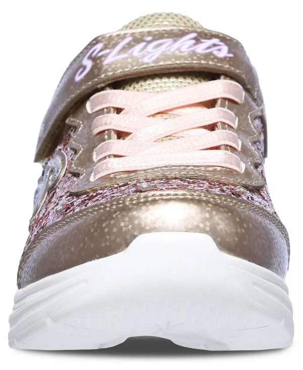 Skechers Girls& S Lights Glimmer Kicks Glitter N& Glow Sneaker - Gold/Pink
