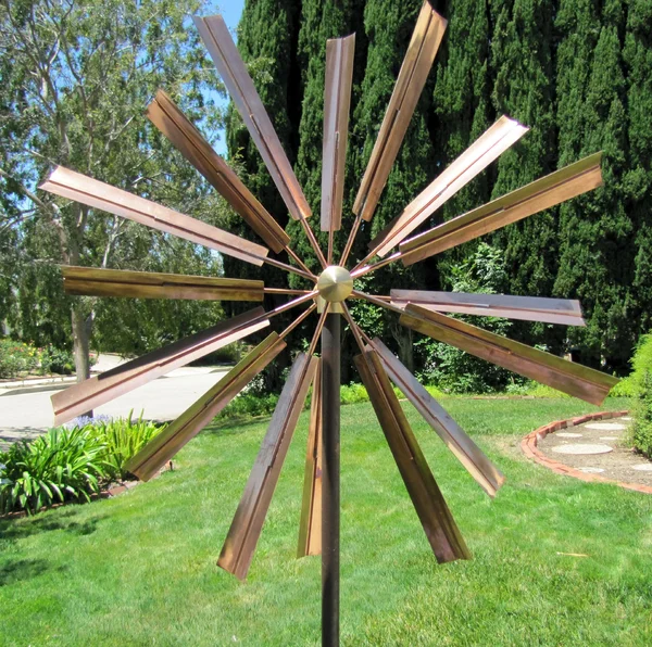Stanwood Wind Sculpture Kinetic Copper Wind Sculpture - Double Windmill Spinner