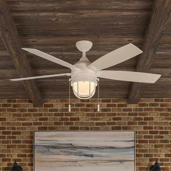 Hampton Bay Seaport 52 in. LED Indoor/Outdoor White Ceiling Fan