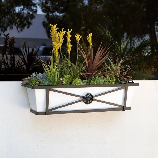 42x22 Medallion Decora Window Boxes w/White Galvanized Liner