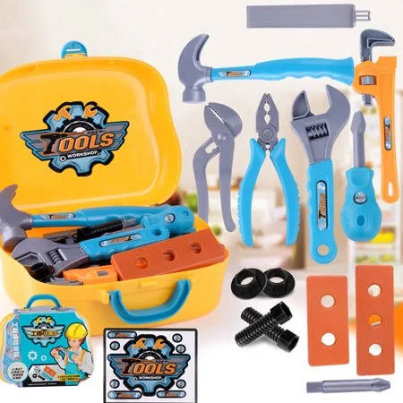 Shulemin Realistic Drill Kit Toolbox Suitcase Kids Pretend Play Handyman Educational Toy Drill Suitcase - Size: 10