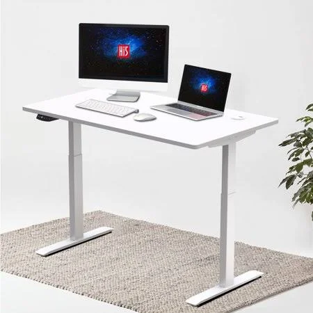 Hi5 Electric Height Adjustable Standing Desks with Rectangular Tabletop (63 inchx 27.50 inch) for Home Office Workstation-(Pure