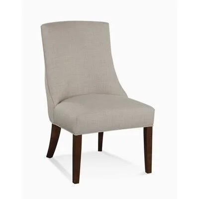 Tuxedo Upholstered Side Chair Braxton Culler Body Fabric: Gray and Teal Stripe; 0216-53 - Leg Color: Havana Finish