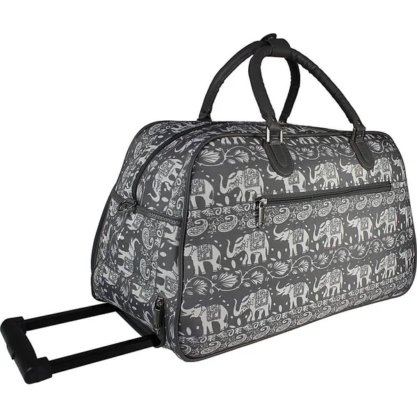 World Traveler 21-Inch Carry-On Rolling Duffel Bag Navy White Flowers