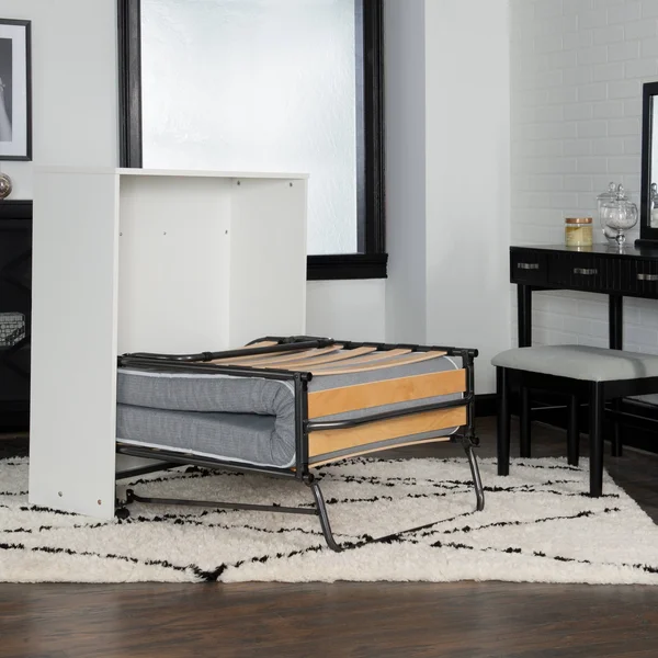 Malus Folding Rollaway Bed with Storage Cabinet and Memory Foam - Twin