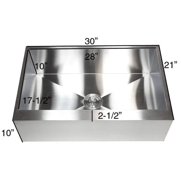 Stainless Steel 30-Inch Farmhouse Single Bowl Flat Apron Kitchen Sink