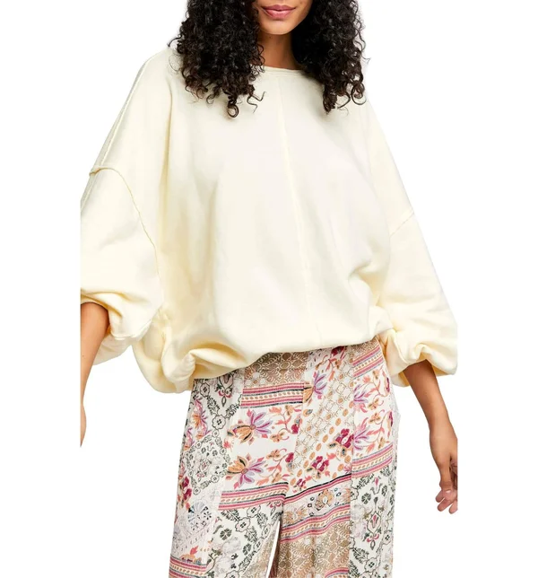 Free People Easy Does It Washed Pullover - Purple Large - Women's