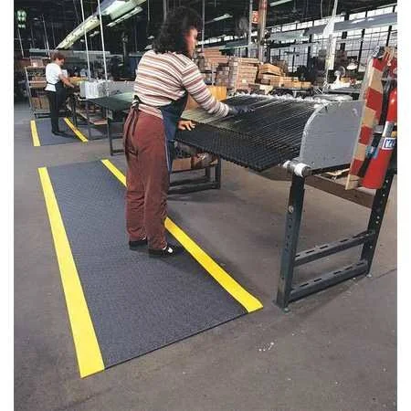 Notrax 415S0038BY Antifatigue Mat - Black, YllwBrdr, 3ft.x8ft.
