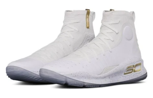 Under Armour Curry 4 - Adult Basketball Shoes White/Metallic Gold