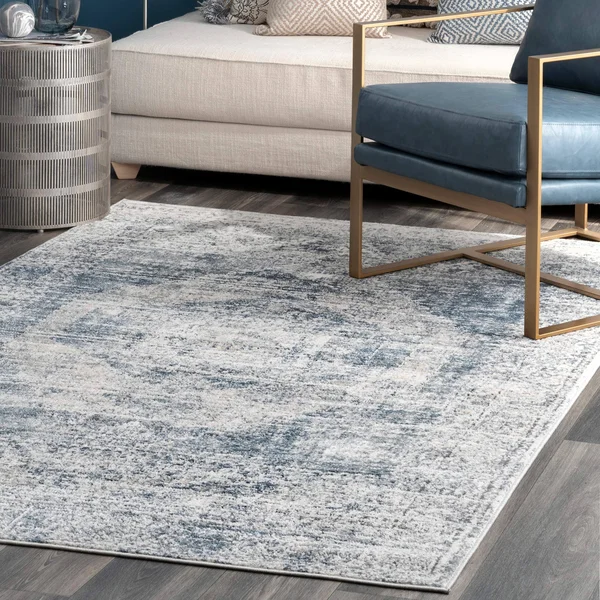 nuLOOM Jayla Barbed Iris Medallion Blue 6 ft. 7 in. x 9 ft. Area Rug