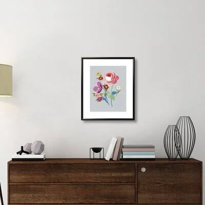 &Alpine Bouquet I Gray& Print Wrapped in Canvas East Urban Home Size: 27.63x22 H x 23.63x22 W, Format: Black Framed