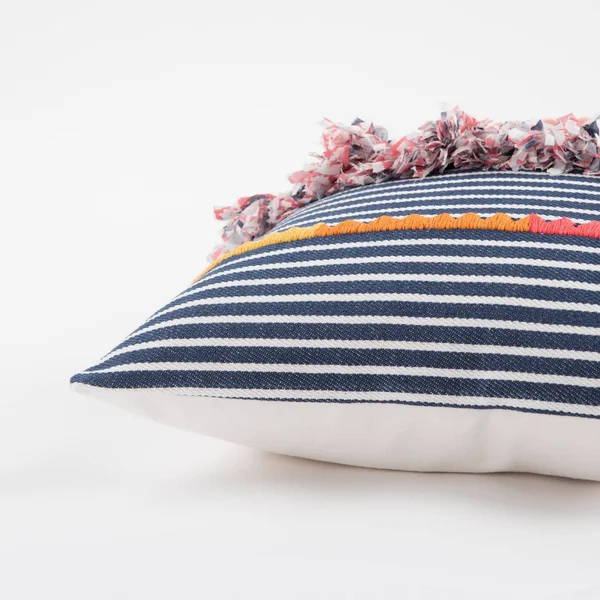 Rizzy Home Decorative Poly Filled Throw Pillow Stripe 20 inchx20 inch Navy - Size: 20 inch x 20 inch