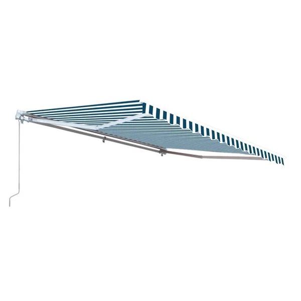 Aleko AWM8X6.5BLWHT03 Motorized Retractable Patio Awning 8 x6.5 Feet Blue/White