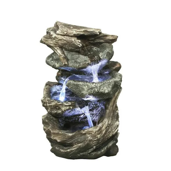 Hi-Line Gift 79465 Log & Stone Waterfall Fountain with LED