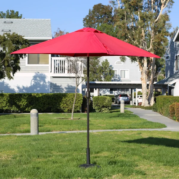 Davee Furniture 6.5& Square Patio Umbrella Outdoor Table Market Umbrella with Tilt/Crank - 4 Ribs (Red)