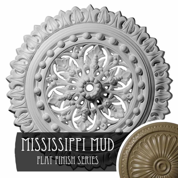 18 1/2 inchod x 7/8 inchid x 1 1/2 inchp Sellek Ceiling Medallion (Fits Canopies Up to 1 1/8 inch), Hand-Painted Mississippi Mud