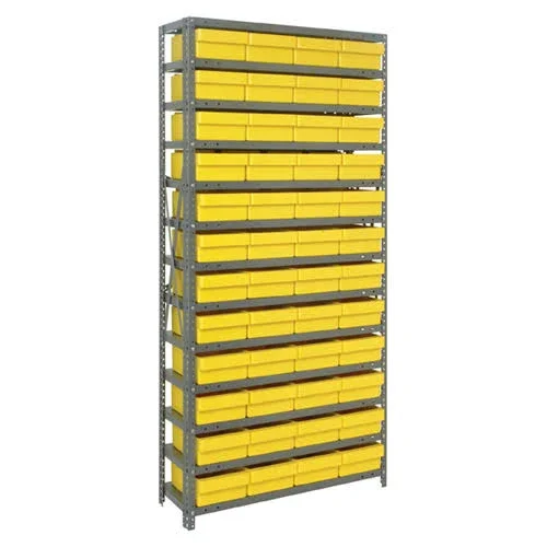 1275-701 - Steel Shelving Unit with 48 Plastic Bins, Yellow