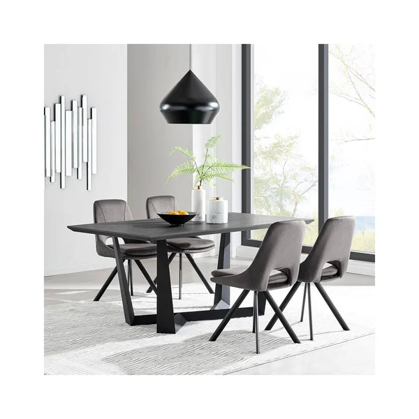 Armen Living LCRFDICH Radford Rectangular Dining Table Dark Gray & Black