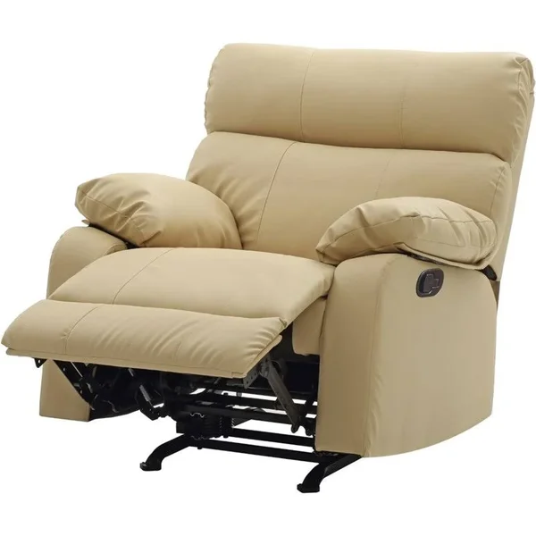 Glory Furniture Manny Faux Leather Rocker Recliner in Beige - G536-RC