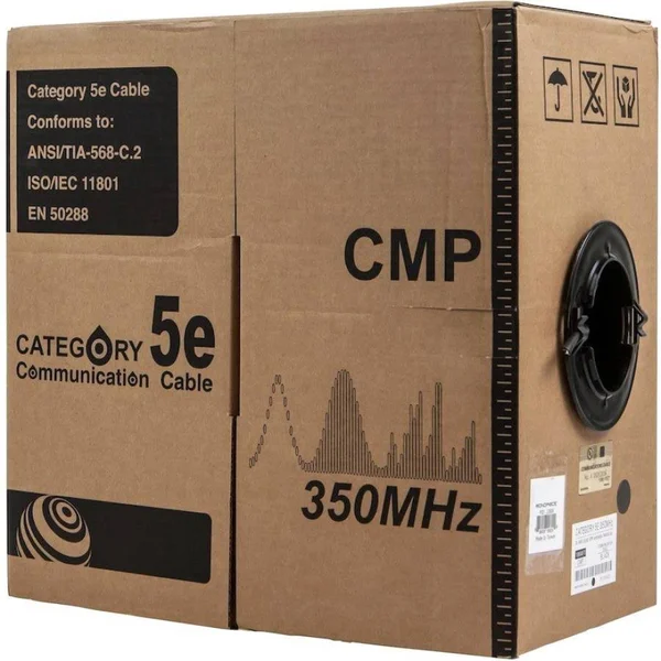 Monoprice 12806 1000 ft. 24AWG Cat5e 350MHz UTP Solid Plenum Ethernet Bare Copper Cable - Black