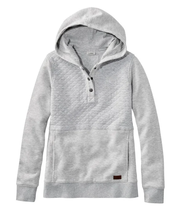 L.L.Bean Quilted Hooded Sweatshirt - Size X-Small in Light Gray Heather at Nordstrom