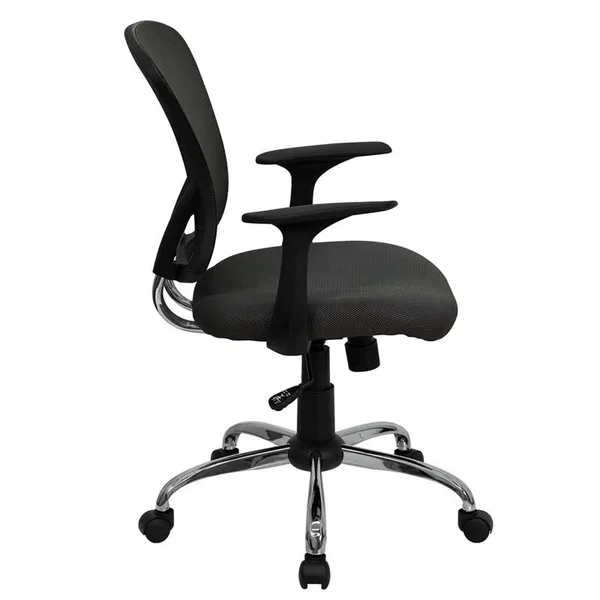 Mid-Back Dark Gray Mesh Office Chair with Chrome Finished Base
