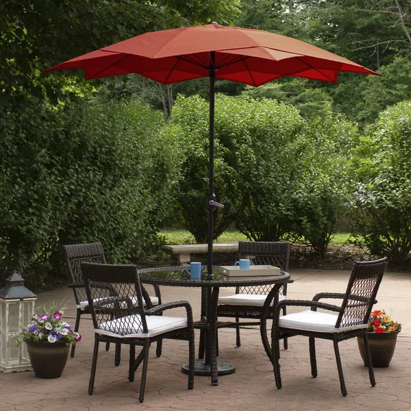 8.85ft Outdoor Patio Lotus Umbrella with Hand Crank, Terracotta