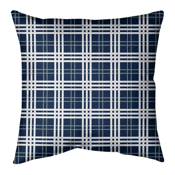 Dallas Football Luxury Plaid Accent Pillow-Faux Linen - 26 x 26 - Blue/Silver/White