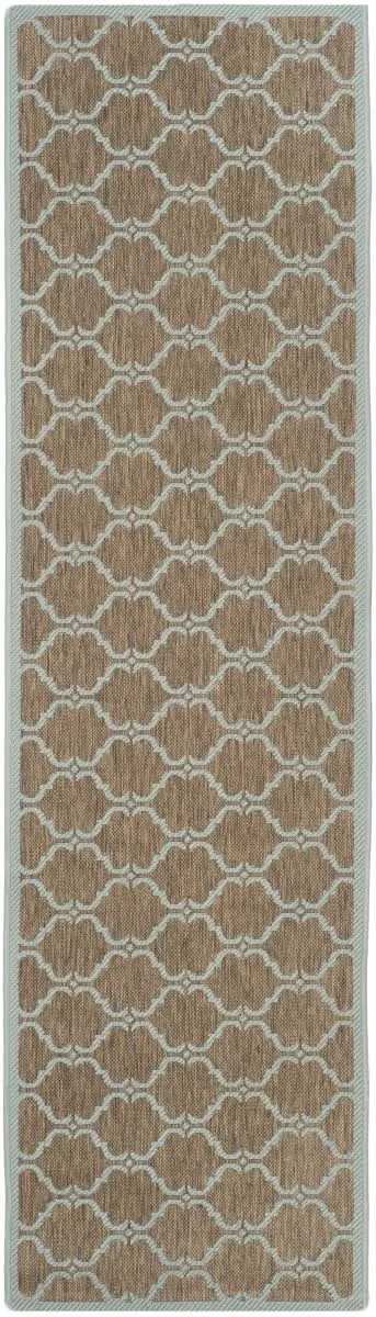 Safavieh Courtyard Brown/Aqua 8 ft. x 10 ft. Border Trellis Indoor/Outdoor Area Rug