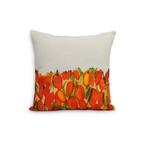 Sunset Tulip Garden 26 inch Decorative Floral Throw Pillow Orange