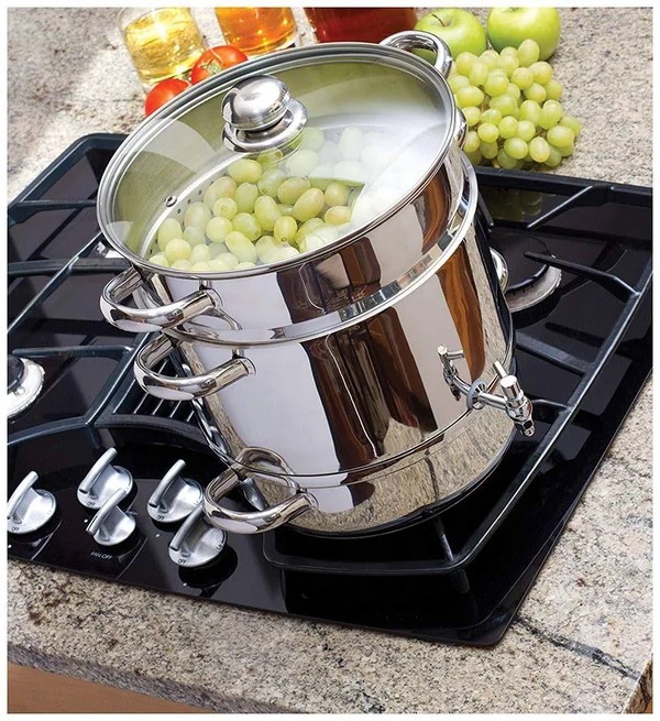 Euro Cuisine EC9500 Stove Top Steam Juicer - 8 Quarts Juice Container, Stainless