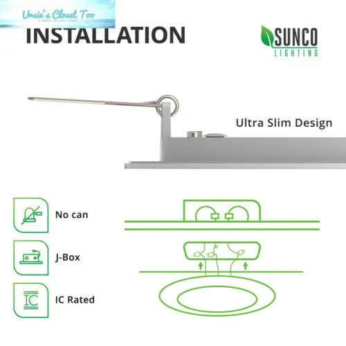 Sunco Lighting 6 Pack 4 inch Slim LED Downlight with Junction Box, 10W\x3d60W, 650