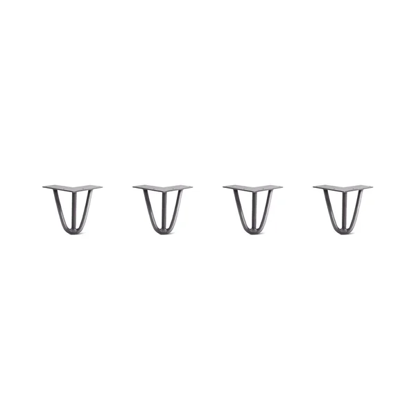 Hairpin Legs Set of 4, 3-Rod Design - Raw Steel, 14x22, Raw Steel, 1/2x22