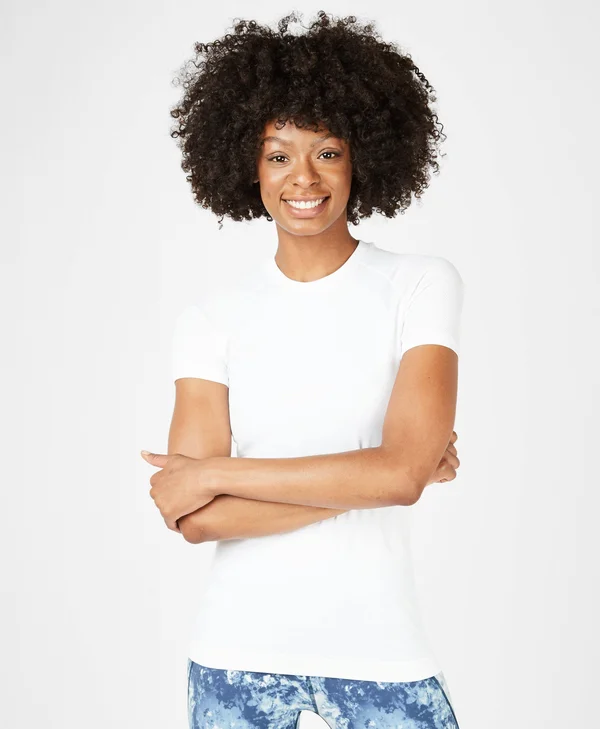 Sweaty Betty Athlete Seamless Workout T-Shirt - White, Women's XLarge
