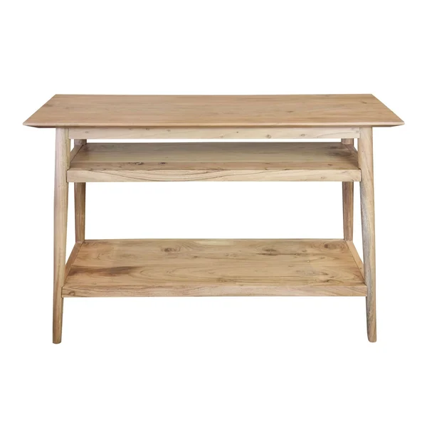 Solid Acacia Console Table with 2 Shelves - Natural
