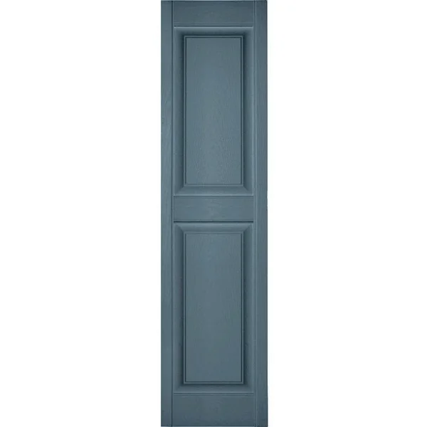 14 1/2 inchw x 26 inchh Lifetime Vinyl - Custom Two Equal Panels, Raised Panel Shutters, Wedgewood Blue