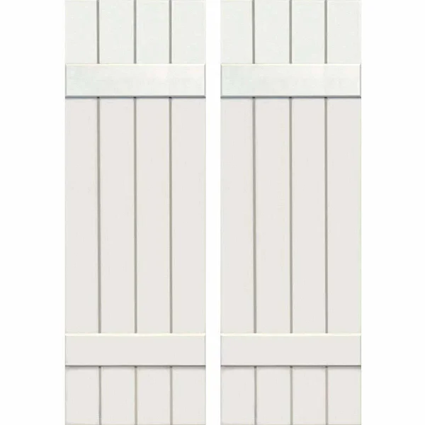 Ekena Millwork CWB15X055WHC 15x22W x 55x22H Exterior Four Board (2 Batten) Composite Board-n-Batten Shutters (Per Pair), White