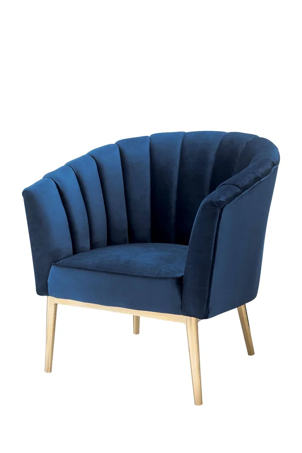 Acme Colla Accent Chair, Blue Velvet & Gold