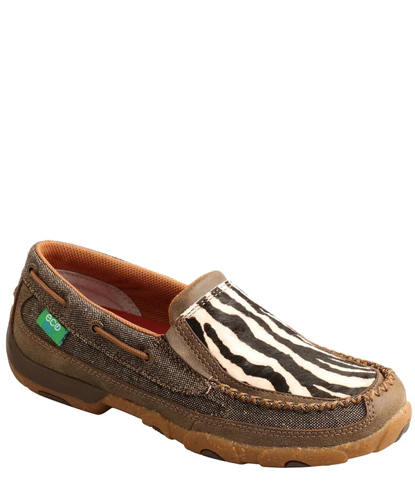 Twisted x Women's Slip-On Driving Moc - Bomber, White & Black