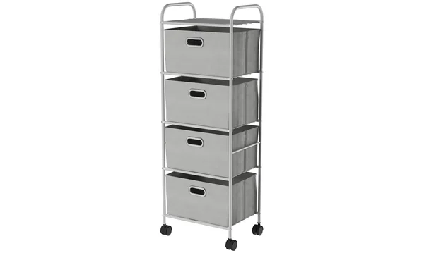 Lavish Home 4 Fabric Drawer Rolling Storage Cart - Grey