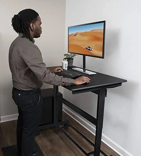 Stand Up Desk Store Rolling Adjustable Height Standing Desk Computer Workstation (Black - 48x22 wide)