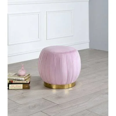 Frankfort 17x22 Wide Velvet Round Standard Ottoman Everly Quinn Fabric: Black Velvet