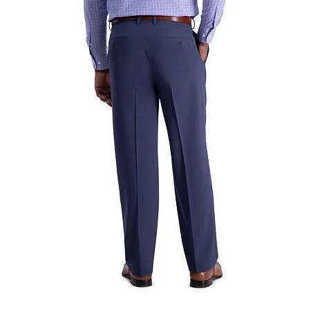 J.M Haggar Sharkskin Classic Fit Flat Front Dress Pant - 40 32, Blue