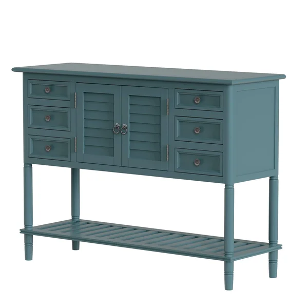 45&& Console Table Sofa Table with 6 Draweru0026 1 Cabinetu0026 1 Shelf - Green - Wood